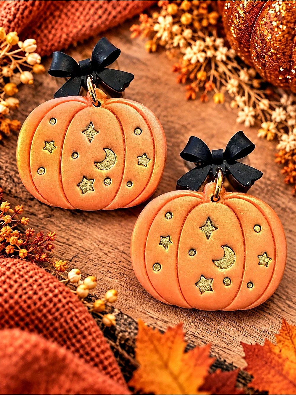 Pumpkin Statement Earrings Orange & Black